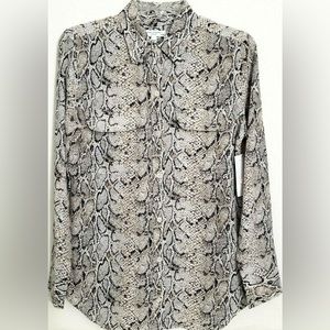 EQUIPMENT Femme Snakeskin Print Silk Slim Fit Shirt, M